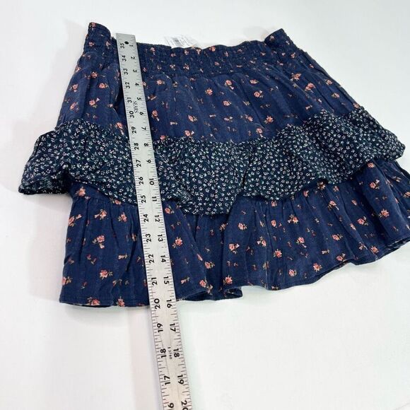 American Eagle Skirt Womens XL Blue Floral Print Tiered Mini Skirt NWT Boho - Picture 3 of 9